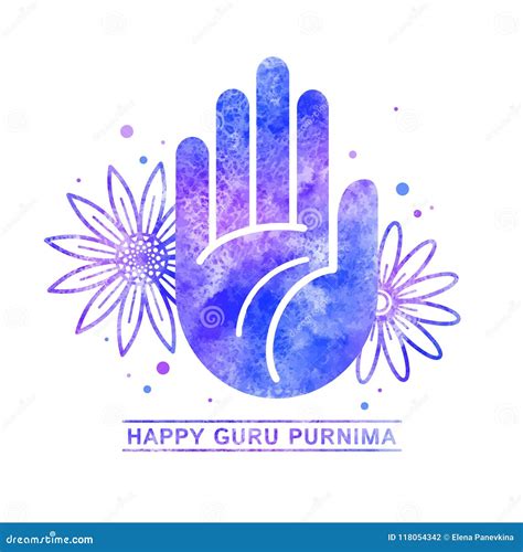 Happy Guru Purnima Greeting Card Watercolor Template Stock Vector - Illustration of purple ...