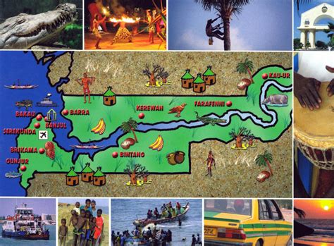 Large tourist illustrated map of Gambia | Gambia | Africa | Mapsland | Maps of the World