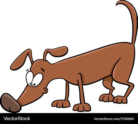 Sniffing dog cartoon Royalty Free Vector Image