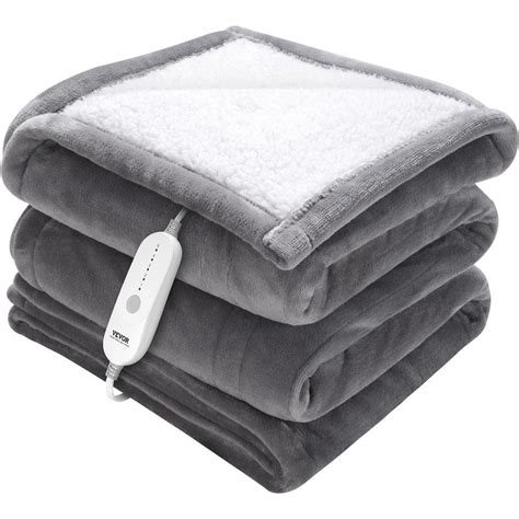 VEVOR Heated Blanket Electric Throw 50 in. x 60 in. Twin Size Soft Flannel, Sherpa Heating ...