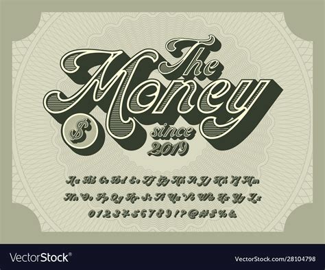 Money font Royalty Free Vector Image - VectorStock