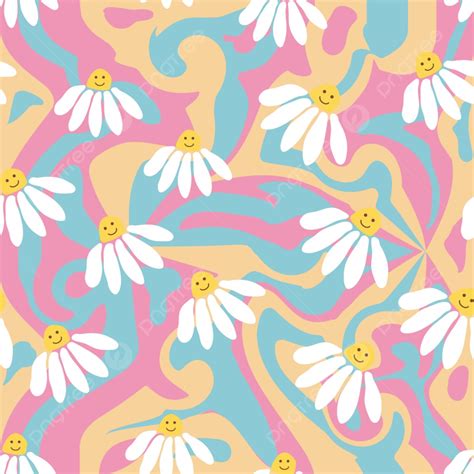 Groovy Daisy Retro Seamless Pattern Background, Wallpaper, Pattern ...