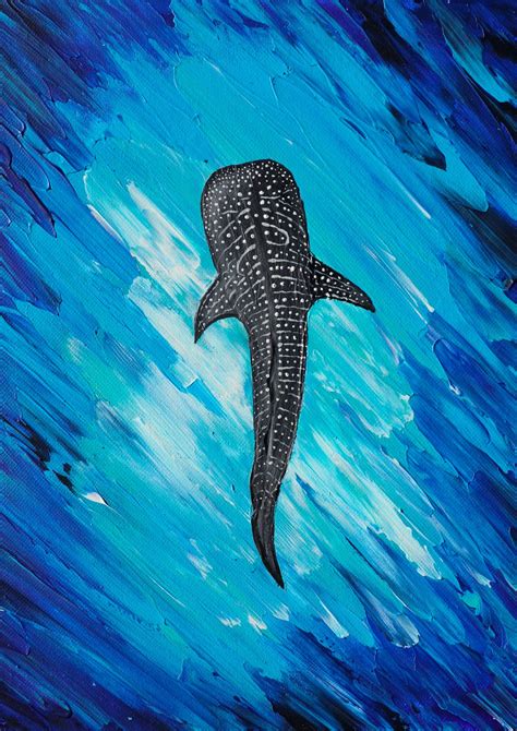 Into the Blue, Whaleshark, Ocean Art, Whale Shark Canvas, Acrylic ...