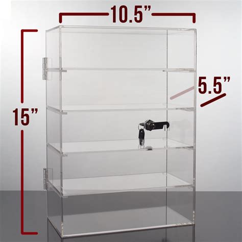 Acrylic Countertop Display Case 9 1/2" x 9 1/2" x 19" Locking Security Show Case