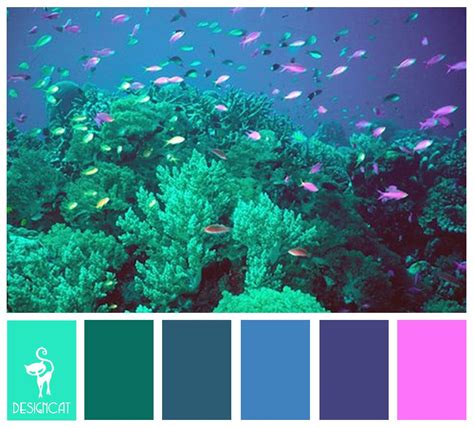 Reef: Aqua, Tiffany, Blue, Teal, Blue, Purple, Pink - Colour Inspiration Pallet | Coral reef ...