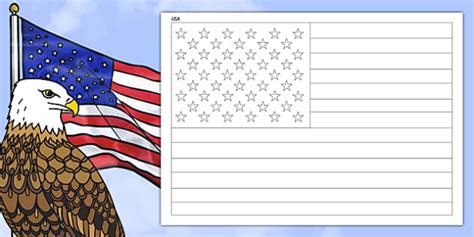 USA A4 Colouring Flag (teacher made) - Twinkl