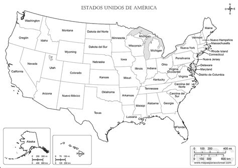 Mapas de Estados Unidos para colorear