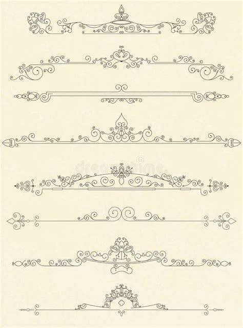 Set of Vintage Line Dividers Vector Stock Vector - Illustration of decorative, floral: 127408775