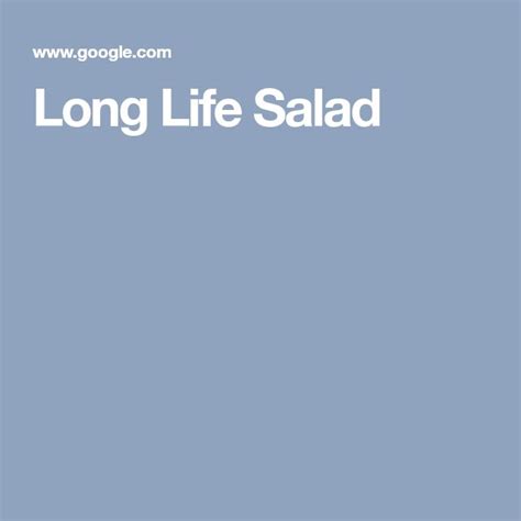 Long Life Salad Recipe | Receta