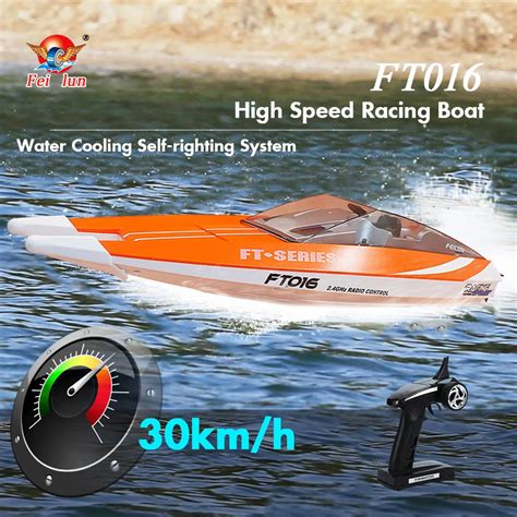 Original RC Boat FT016 2.4G 30km/h High Speed RC Racing Boat Water Cooling Flipped Self righting ...