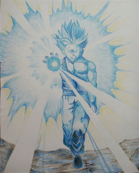 [OC] SSJ2 Gohan vs Cell kamehameha (colour pencils ). : r/dbz