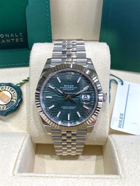 Rolex Datejust 41 Green Motif Dial Fluted Bezel Jubilee Bracelet Brand ...