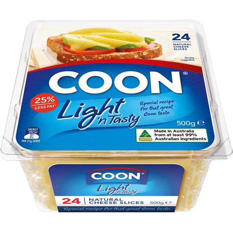 Coon Cheese Slices Tasty Light 500g | Woolworths