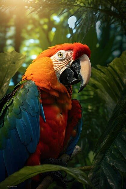 Premium AI Image | Blue and orange macaw