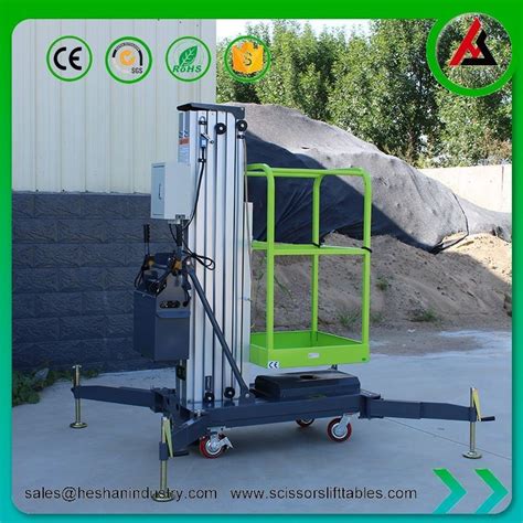 Vertical Aluminum Mast Lift Table Hydraulic Single Man Electric Lift