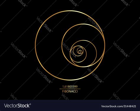 Fibonacci sequence circle golden ratio logo icon Vector Image