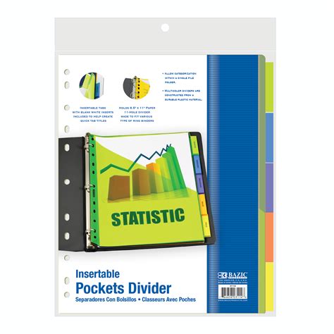 BAZIC Pockets Dividers w/ 5-Insertable Color Tabs Bazic Products