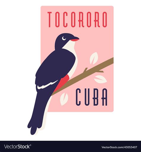 Tocororo cuba bird flat design Royalty Free Vector Image