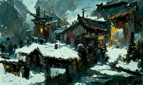 HD wallpaper: AI painting, snow, Chinese architecture | Wallpaper Flare