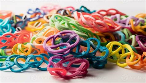 A vibrant collection of rubber bands in various colors and shapes generated by AI 24927855 Stock ...