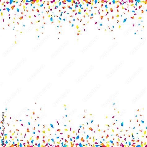 Celebration background with colorful confetti – seamless confetti borders on white background ...