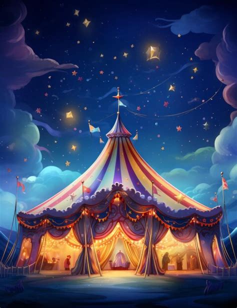 Premium AI Image | An extravagant circus tent under a starlit sky disney