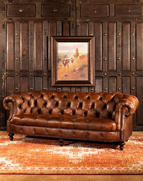 Winchester Tufted Leather Sofa | American Made | Adobe Interiors