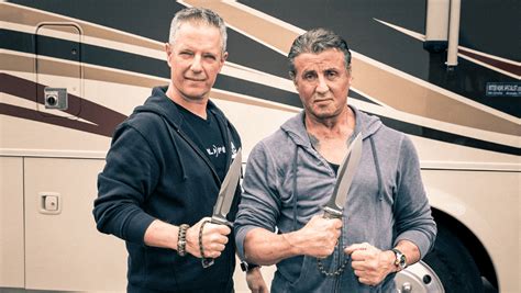 Dietmar Pohl (left) designed and made the two knives used for the Rambo 5 movie, starring ...