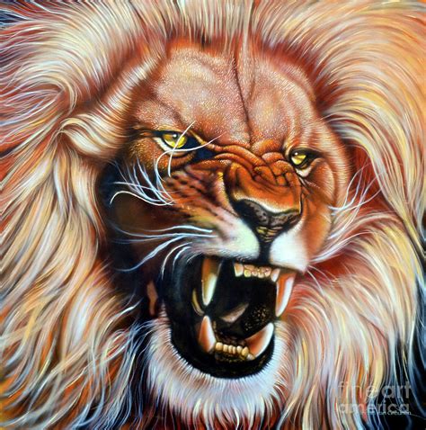 Roaring lion Painting by Johan Van Greunen - Pixels