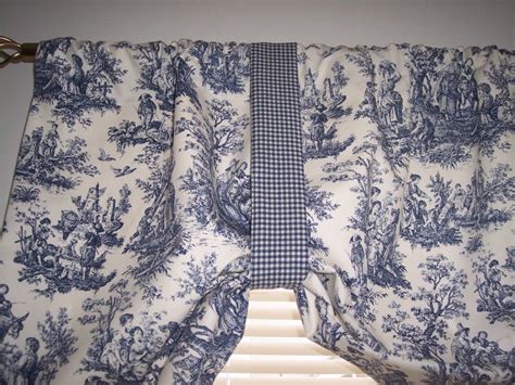 Waverly Blue Toile Curtains | ... Blue on White Waverly Rustic Toile Tie Up Swag Lined Valance ...