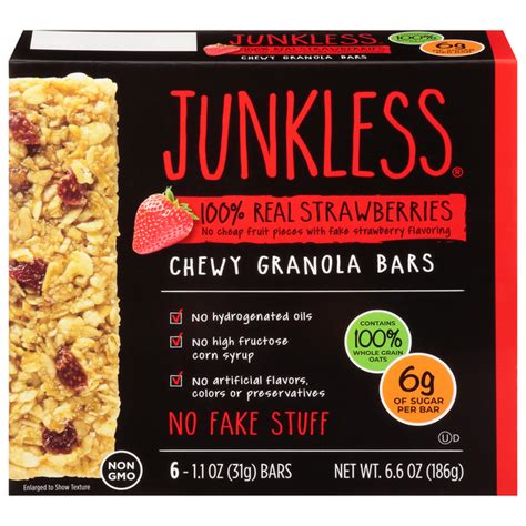 Save on Junkless Chewy Granola Bars 100% Real Strawberries - 6 ct Order Online Delivery | Stop ...