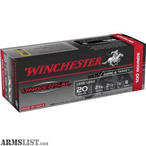 ARMSLIST - For Sale: 20-Gauge Shotgun Shells (100pk) Winchester Universal Target Loads