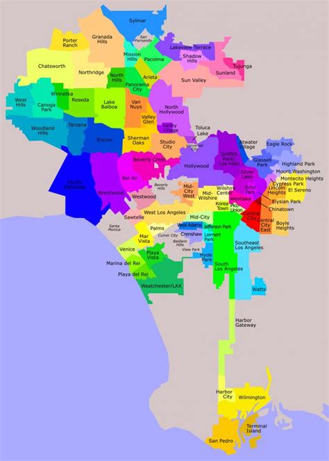 LA district map - Los Angeles districts map (California - USA)