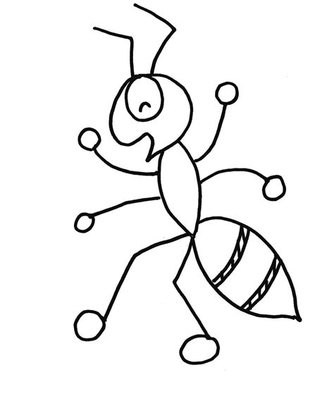 Outline Cute Ant Clipart Black And White - Jelitaf