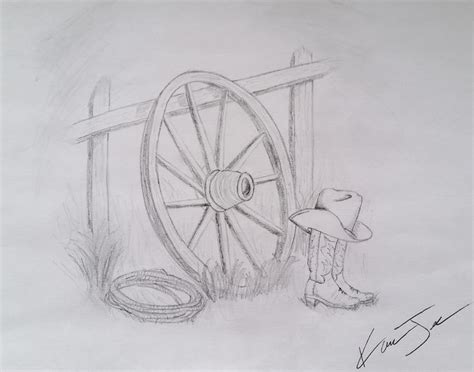 Country Scene, pencil drawing by Kara Jenne