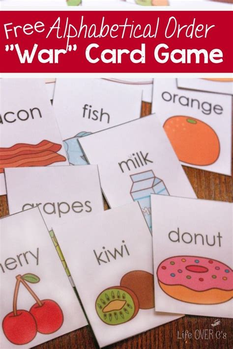 free printable alphabetical order war card game - christmas abc order ...