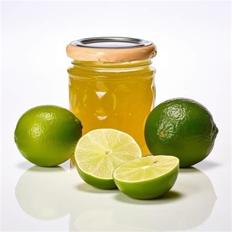 Premium AI Image | Front view minimalistic of an isolated jam jar filled with zesty lime marmalade