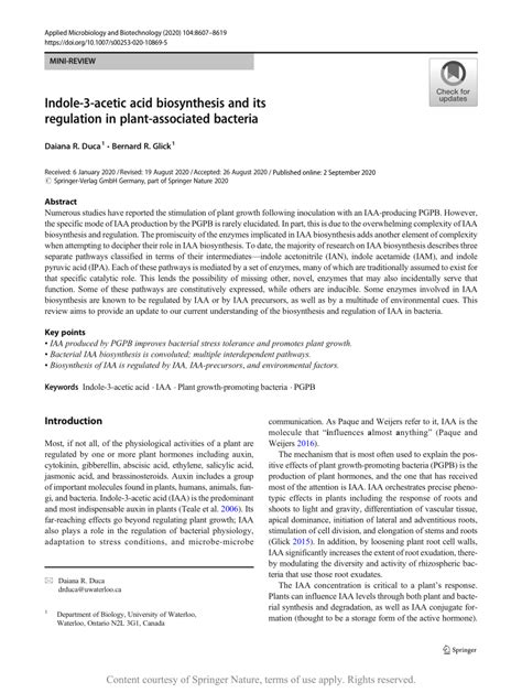 Indole-3-acetic acid biosynthesis and its regulation in plant ...