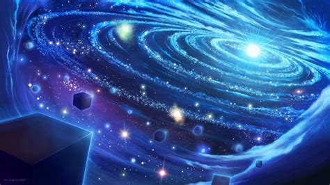 space Art, Cube, Glowing, Stars, Abstract, Planetary Rings Wallpapers ...