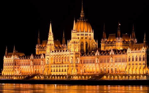 Hungary, Budapest, parliament, night, lights, water, Danube river wallpaper | travel and world ...