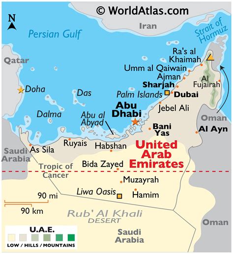 United Arab Emirates Large Color Map