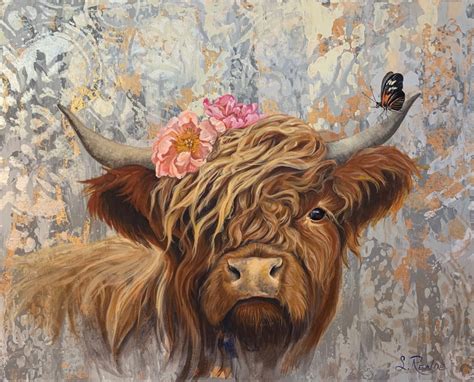 Highland Hippie Cow Painting Giclee Art Print | Etsy