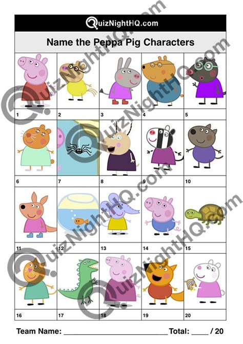 Peppa Pig Characters 001 – QuizNightHQ