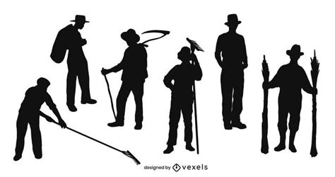 Farmer silhouette set #AD , #Farmer, #set, #silhouette | Silhouette, Silhouette people, Farmer