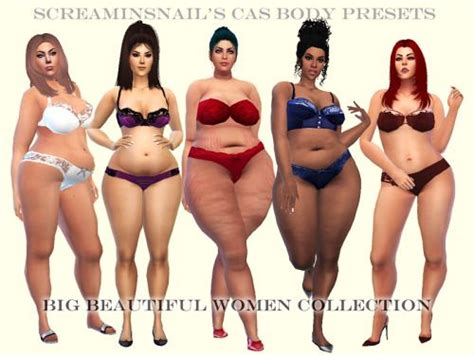 Big Beautiful Women collection of CAS body presets ︎ | Sims 4 body mods, Sims, Free sims 4