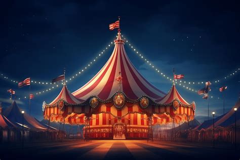 Premium AI Image | Circus tent with illuminations lights at night Cirque facade