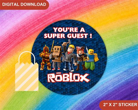 Roblox Party Favors Stickers Printable Roblox Thank You - Etsy