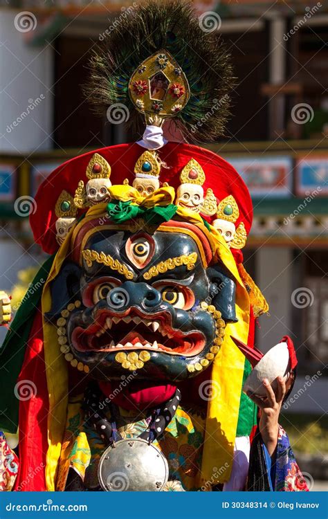 The Dancer in Mask Performing Religious Cham Dance in Ladakh, in Editorial Stock Image - Image ...