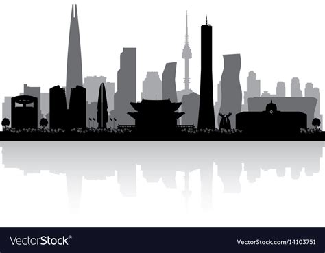 Seoul south korea city skyline silhouette Vector Image