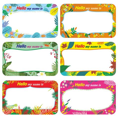 Buy 300 Pcs Name Tag Label Sticker in 6 Designs with Perforated Line for School Office Home (3.5 ...